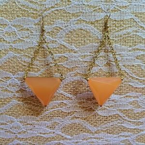 FREE PEOPLE Peach & Gold Statement Drop Earrings